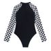 Women's Clothing One-piece Swimsuit Women's Sexy Plaid Long Sleeve Sunscreen Bikini_ecoleips.com