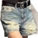 Summer New Style Women's Denim Shorts Retro Washed Ripped Frayed Hem mid Waist Loose Fit Wide Leg Non-Stretch Bottoms_ecoleips.com