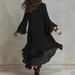 New Elegant Asymmetrical Ruffled Black Dress Style Women's Clothing Spring Summer_ecoleips.com