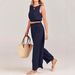 Women's Casual Two Piece Set Round Neck Sleeveless High Waist Wide Leg Elastic Hem Spring_ecoleips.com