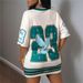 Women's Clothing Summer Hot Style Personalized Digital Printing V Neck Short Sleeved Loose Dress_ecoleips.com