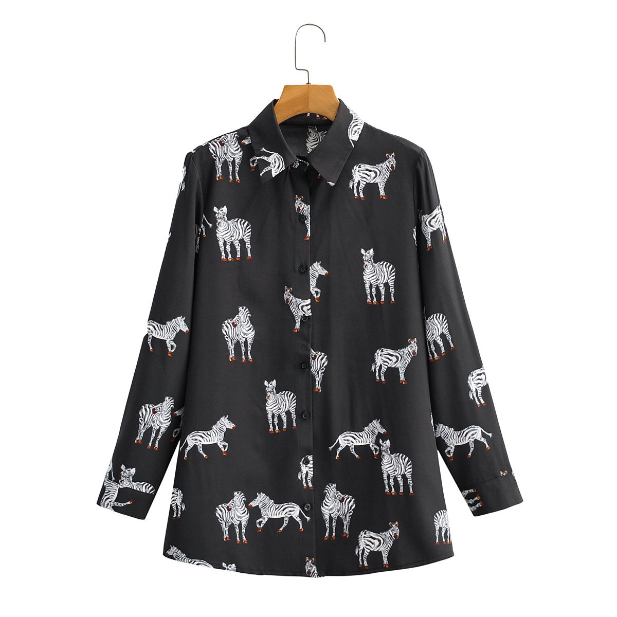 Verve 2025 Women's New Long Sleeve Animal Zebra Print Shirt 21006_ecoleips.com