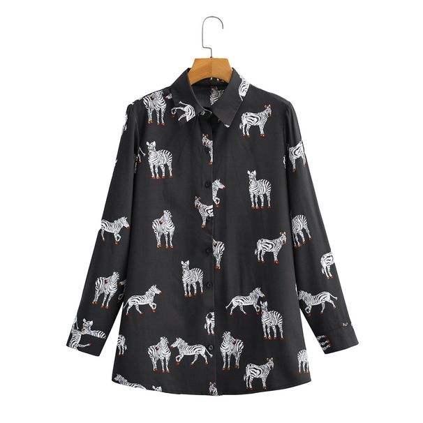 Verve 2025 Women's New Long Sleeve Animal Zebra Print Shirt 21006_ecoleips.com