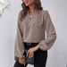 New European And American Cross-border Women's Printed Pleated Collar Lantern Sleeve French Elegant Blouse Top_ecoleips.com