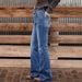 Women's Blue Embroidered Wide Leg Stretch Jeans Loose Fit Back Pocket Cross Border European American Denim Jeans_ecoleips.com