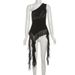 2025 Summer New Women's Fashion Sexy Hot Diamond Irregular Edge One Shoulder Slim Fit Top_ecoleips.com
