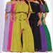 Women's Clothing Spring Women's Elastic Flat Shoulder Short Puff Sleeve High Waist Lace Up Loose Wide Leg Trousers Set_ecoleips.com