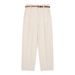 Suitable For All Seasons 2024 Summer New Women's Casual Versatile High-Waisted Linen Blend Belted Straight-Leg Pants_ecoleips.com