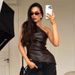 Women's Sleeveless One Shoulder Asymmetrical Neck Zipper T-Shirt Top Solid Color Autumn Fashion European American Style_ecoleips.com