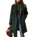 Cross-Border 2025 European And American Style Retro Plaid Casual Elegant Mid-Length Lapel C Women Woolen_ecoleips.com