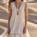 Women's Clothing Cotton And Linen Loose Large Skirt Sleeveless Dress_ecoleips.com