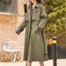 Women's Trench Coat Autumn Fashion Loose Fit Long Coat With Double Breasted Button, Casual Office Wear (Khaki, Green, Black)_ecoleips.com