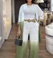Women’s Gradient Dye Print Long Sleeve Shirt & High-Waist Wide Leg Pants Set – Stylish Two-Piece Outfit For Effortless Elegance_ecoleips.com
