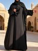 Fashionable Patchwork Gold Velvet Batwing Sleeve Long Robe, Elegant Loose Fitting Muslim Plus Size Women's Dress_ecoleips.com