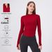 Women's Slim Waist Half Zip Long Sleeved Yoga Suit Fitness Top Pilates Training Cover Up For Autumn Polyester_ecoleips.com