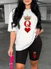 Summer Women's Casual And Fashionable Heart-shaped Letter Printed Round Neck Loose T-shirt+shorts Two-piece Sportswear Suitable For Daily Wear-25_ecoleips.com