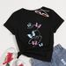 Women's Casual Black T-Shirt Simple round Neck Short Sleeve Breathable Cotton Polyester Top Loose Fit Print Design for Spring/Autumn Summer_ecoleips.com