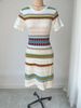 Bohemian Style Women's Short Sleeve Dress Geometric Pattern Slim Fit Summer Wear New Arrival Foreign Trade Knitted Clothing_ecoleips.com