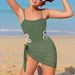 Color Block Floral One Piece Swimsuit For Girls New Hollow Out Wrap Skirt Swimwear_ecoleips.com