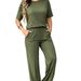 Women's Casual Suit Solid Color Ribbed Texture T-Shirt And Elastic Waist Trousers Spring/Summer New Arrival Comfortable Pant Set_ecoleips.com