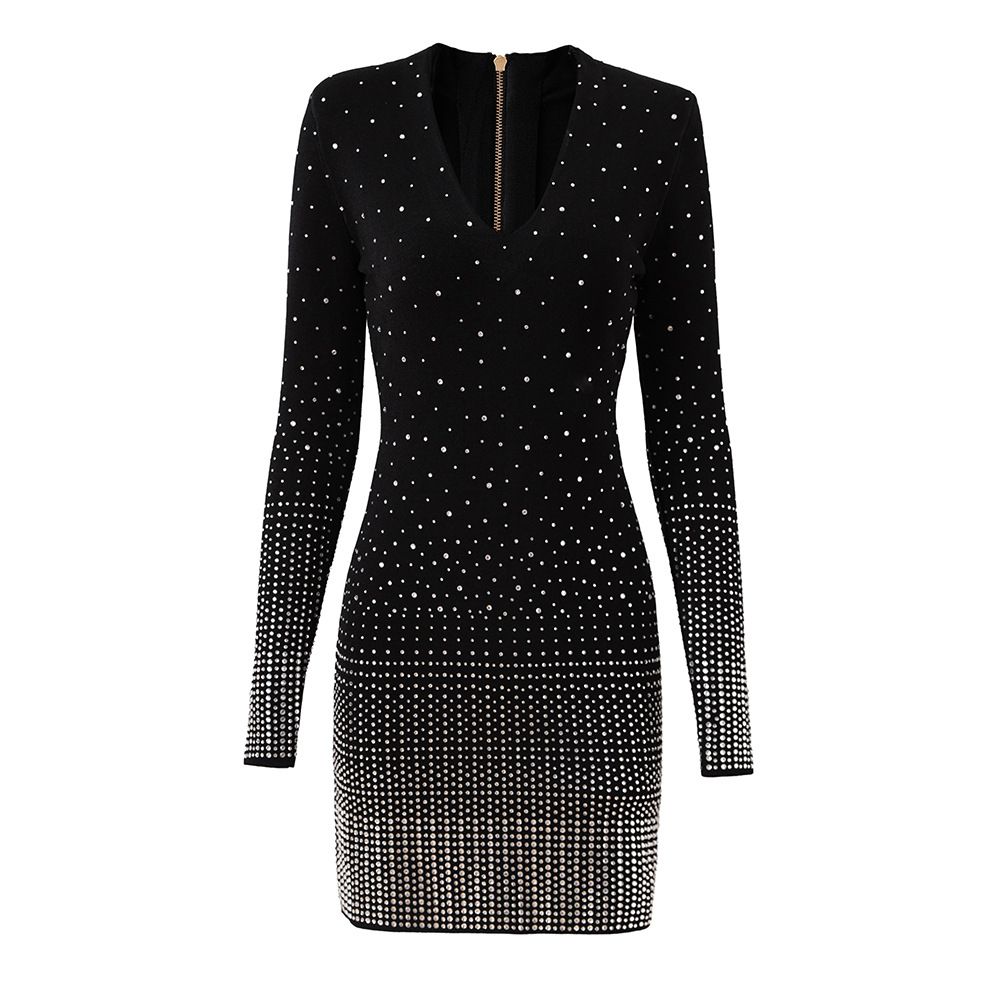 Women's Clothing Hot Diamond Shiny Knitted Elastic Dress_ecoleips.com