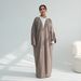 Women's Clothing Modest Abaya Dress Plus-Size V-Neck Cardigan – Lightweight Polyester Cover-Up In Earthy Tones (Modest & Versatile For Work & Travel)_ecoleips.com