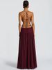 Mozision Hollow Out Deep V Neck Sexy Maxi Dress Women Gown Metal Buckle Sleeveless Backless Thigh High Split Club Party Dresses_ecoleips.com