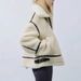 Women's Winter Coat 2024 Fashion Thick Warm Faux Shearling Fleece Lined Jacket With Patchwork Design _ecoleips.com