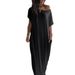 Women's Solid Color Casual Dress Short Sleeved Long Summer New_ecoleips.com