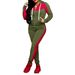 Women's Color Block Zip Up Hooded Sweatshirt Set Style Spring Autumn Fashion Two Piece Set_ecoleips.com