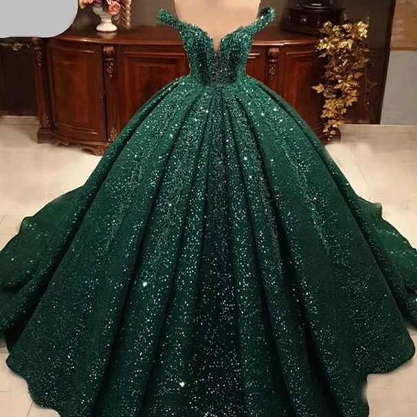 European And American Wedding Dress 2025 New Deep V One Shoulder Palace Style Big Fluffy Wedding Dress Trailing Wedding Dress_ecoleips.com