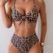 Women's Fashion Leopard Print Halter Bikini Sexy Bow Two Piece Swimsuit From Overseas Warehouse_ecoleips.com