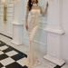 Women’s Clothing long sleeved black tailed mini dress new sexy perspective striped sequined long evening dress_ecoleips.com