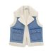 Women's Clothing Lambswool vest women's cotton autumn and winter motorcycle fur one piece outerwear lambswool vest waistcoat cardigan jacket_ecoleips.com
