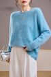 Luxury 5% Cashmere 95% Wool Sweater For Women - Soft & Cozy Round Neck/V Neck Pullover - Seamless Brushed Knitwear_ecoleips.com