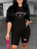 Summer Women's Casual And Fashionable LONDON Letter Pattern Print Loose T-shirt+shorts Two-piece Sportswear Suitable For Daily Wear-39_ecoleips.com