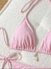Women's Clothing Solid Color Bikini Set Two-Piece Swimsuit Sexy Triangle Top And Classic Briefs For Beach Pool_ecoleips.com