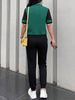 Women's Casual Sportswear Set Spring/Summer Color Blocked Polo Shirt & High Waisted Striped Pants Regular Fit_ecoleips.com