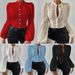 Elegant Lace-Trimmed Lantern Sleeve Blouse – Chic Stand Collar Top For Women_ecoleips.com