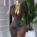 Women's Floral Print V-Neck Long Sleeve Wrap Dress - High Waist Slim Fit Bodycon Dress For Spring, Sweet Style_ecoleips.com