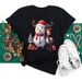 European And American Cross-border Foreign Trade Women's Clothing Christmas Snowman Print Round Neck Short-sleeve_ecoleips.com