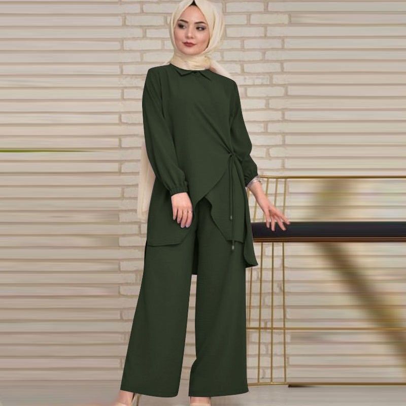 2025 Autumn New Muslim Women's Fashion Loose Casual Two-Piece Set_ecoleips.com