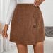 Voya 2026 Women's Elegant And Intellectual Corduroy High Waist Slimming Front Irregular A-line Short Skirt Half Skirt_ecoleips.com