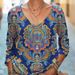 Women's Clothing New Women's Clothing Casual V Neck Long Sleeve Regular Pullover Digital Printing Tops T Shirt_ecoleips.com