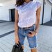 Women's Clothing Summer New Denim Ripped Five Point Pants Fashion Furry Edge Fringed Jeans For Women_ecoleips.com