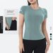 Women's Clothing Summer Sports Top Tight Quick-drying Short-sleeved Slim-fit Running Thin Yoga Clothes Fashion Fitness T-shirt_ecoleips.com