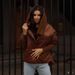 Women's Quilted Hooded Puffer Jacket – Oversized Diamond-Stitch Coat In Soft Polyester (Black/Grey/Pink/Coffee, Cropped Length)_ecoleips.com