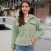 Women's Autumn/Winter Fluffy Ribbed Cardigan – Short Cropped Lapel Jacket | Soft Polyester Fleece | 4 Trendy Colors | S-XXL_ecoleips.com