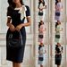 Women's Clothing Round Neck Bow Contrast Color Slim Dress For Celebrity Party Banquet Spring/Autumn Fashion_ecoleips.com
