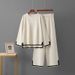 Autumn 2025 Elegant Color Block Slit Long Sleeve Knit Top High Waist Slim Wide Leg Pants Women's Two Piece Set_ecoleips.com